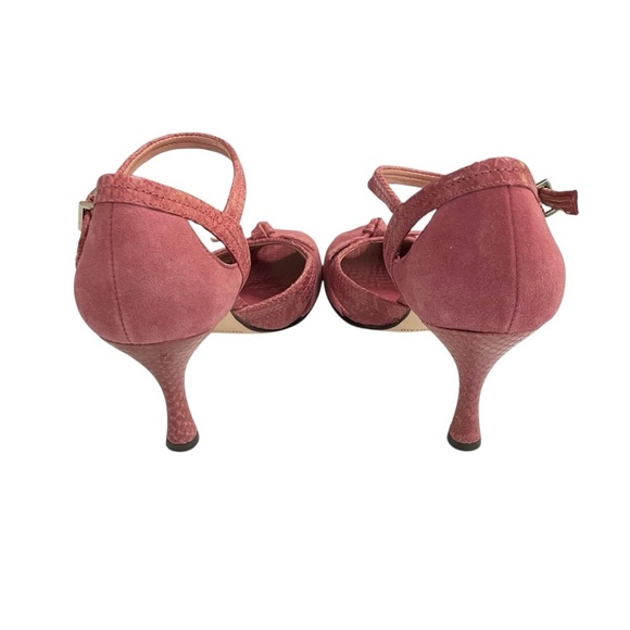 ANTONIO MELANI Dusty Rose
Suede Leather Faux Snake
Trim Peep Toe Heels Size 9M - Picture 3 of 13